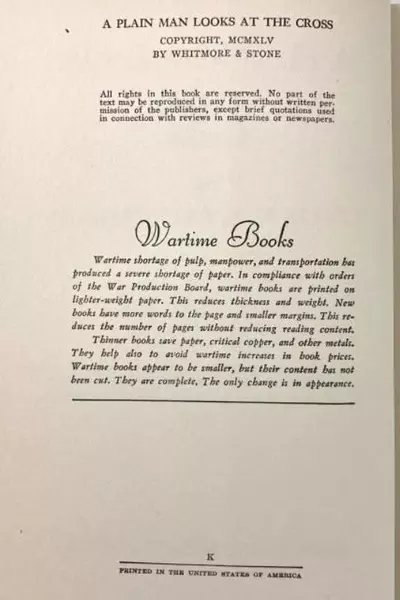 A Plain Man Looks At The Cross Leslie D Weatherhead 1945 HC Abingdon Cokesbury