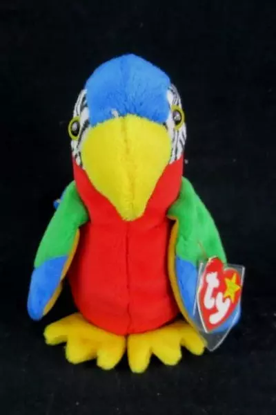 Vintage 1997 Ty Beanie Baby Jabber Parrot Retired Tag Errors No Number Stamp