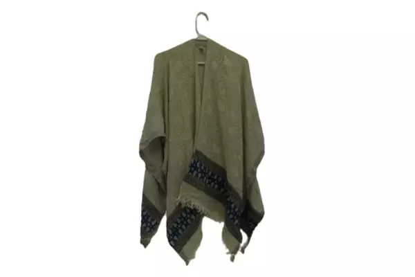 World Market Wool Blend Kimono One Size Made In India Bold Embroidery Fringe