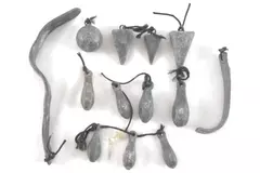 Vintage Fishing Weights Sinkers Lot of 13 Assorted Lead Tackle Good Condition