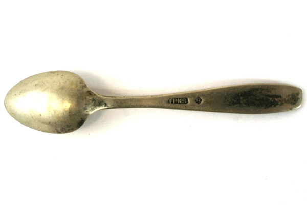 EPNS Silver Baby Spoon Demitasse Two Tulips Vintage Minor Tarnish