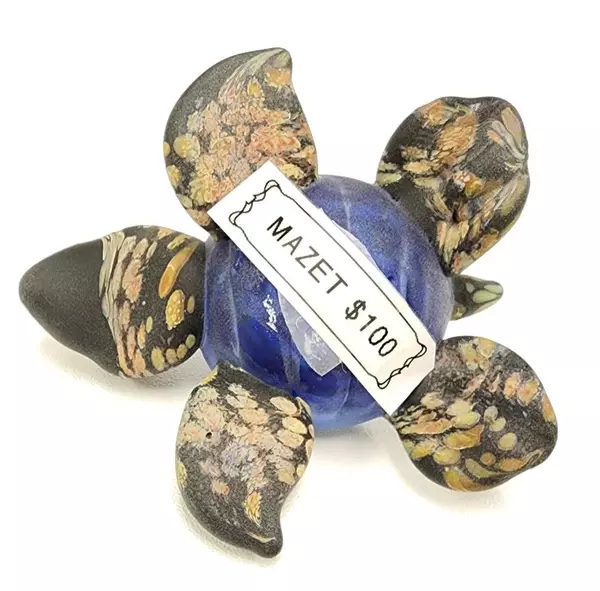 Vintage Mazet Studios Paperweight Turtle with Frosted Shell Stars Cosmic Oregon