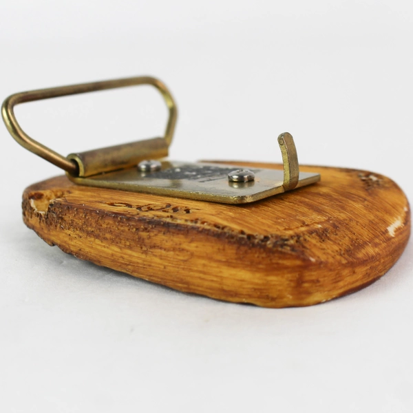 Vintage Hand Carved Bone Deer Landscape Belt Buckle 1985 Unique Accessory