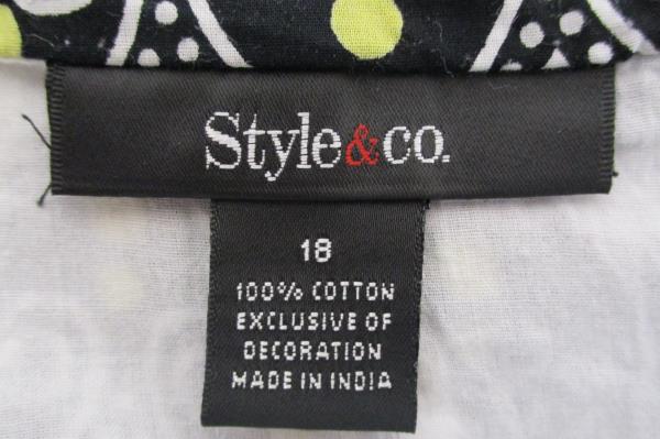 Women's Plus Style & Co.A-Line Black White Yellow Skirt Geometric Pattern Sz 18