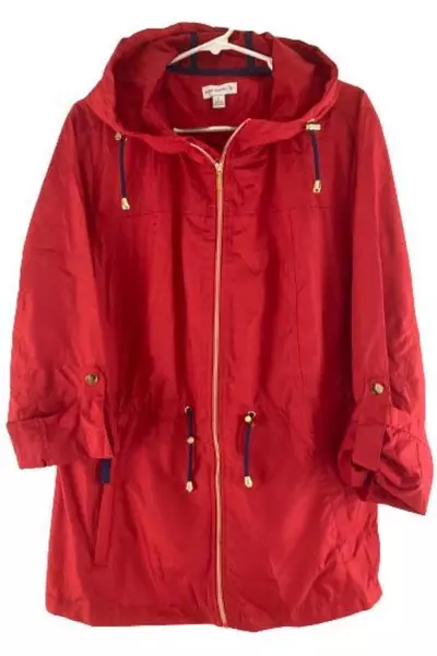 QVC Susan Graver Packable Jacket Red Folds into Pocket Women's Size Large
