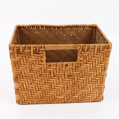 Vintage Rectangular Wicker Basket for Storage 9.5" L x 6.5" W x 6.75" H