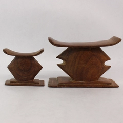 Set of 2 Small Carved Wooden Ashanti Stool Headrests Spiritual