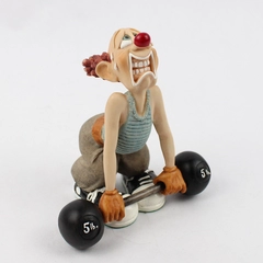 Cast Art Slapstix Ceramic Weight Lifter Clown Figurine