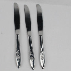 Lot of 3 Oneida Betty Crocker My Rose 8.5" Hollow Dinner Knives Stainless