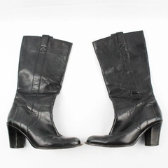 Banana Republic Black Real Leather Calf High Boots 3" Heel Woman Size 7.5