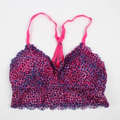 No Boundaries Hot Pink and Blue Padded Wireless Bra Women's XL