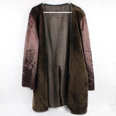 Vintage London Towne Coat Warmer Liner Size 46 Long Faux Fleece Brown Purple
