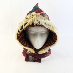 Cimarrona Handmade Multicolor Hood Hat With Faux Fur Trim One Size