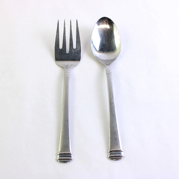 Lot Of 2 International Silver Riverton Frosted Stainless Steel Serving Set