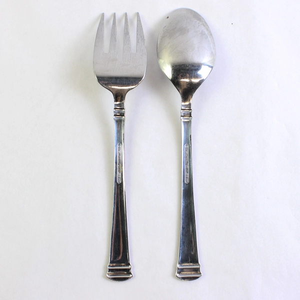 Lot Of 2 International Silver Riverton Frosted Stainless Steel Serving Set