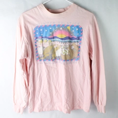 Vintage Hanes Pink Winter Solstice Long-Sleeved Graphic T-Shirt Adult L Flawed