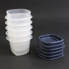 Lot of 5 Rubbermaid Easy Find 4 oz Containers Dark Blue Lids 7J53