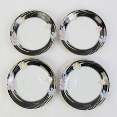Lot of 4 Mikasa Charisma Black Bread & Butter Plates 6 inch