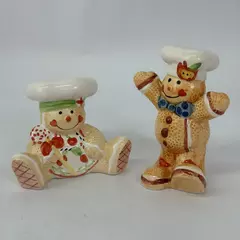 Ceramic Gingerbread Man Chef Salt And Pepper Shaker Set