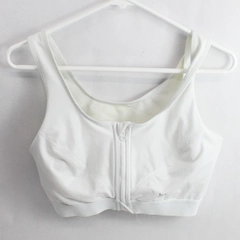 Yvette White Zipper Front Unlined Sports Bra Women's Size 38D