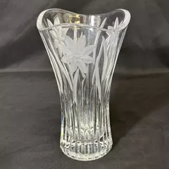 Etched Floral Crystal Vase 8.75 inch