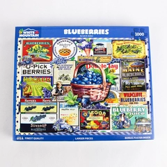 White Mountain Puzzle Blueberries 1000 Pc Lois B Sutton Complete Jigsaw
