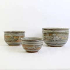 Set of 3 Japanese Ceramic Matcha Bowls Handmade Artisan Tea Bowls