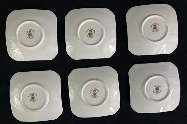 Set of 6 Royal Adderley Floral Bone China Coasters Gamebirds 4" Square ADD102