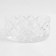 Unmarked Vintage Cut Glass Clear Candy Dish Criss Cross Star
