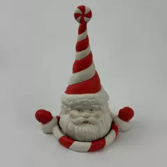 PartyLite Peppermint Bark Santa Claus Tealight Candle Holder & Snuffer 5.5”