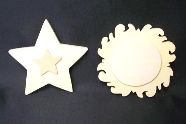 Wooden Block Shapes Lot of 13 - Bugs & Stars With Butterfly Coat Hanger