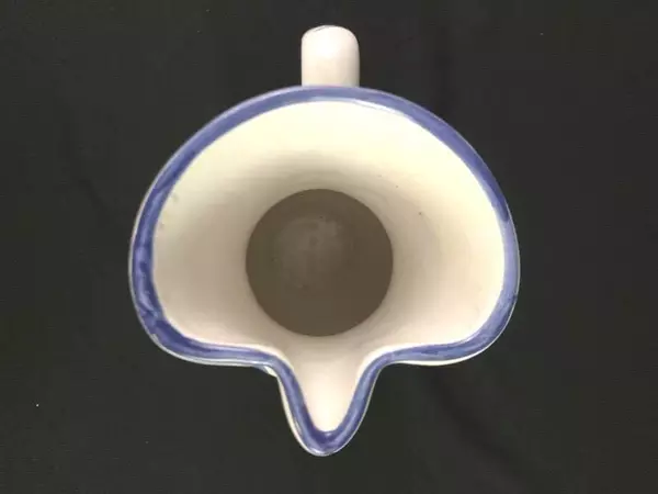 Vintage White and Blue Floral Ceramic Small Pitcher Yorktowne Dressing Syrup