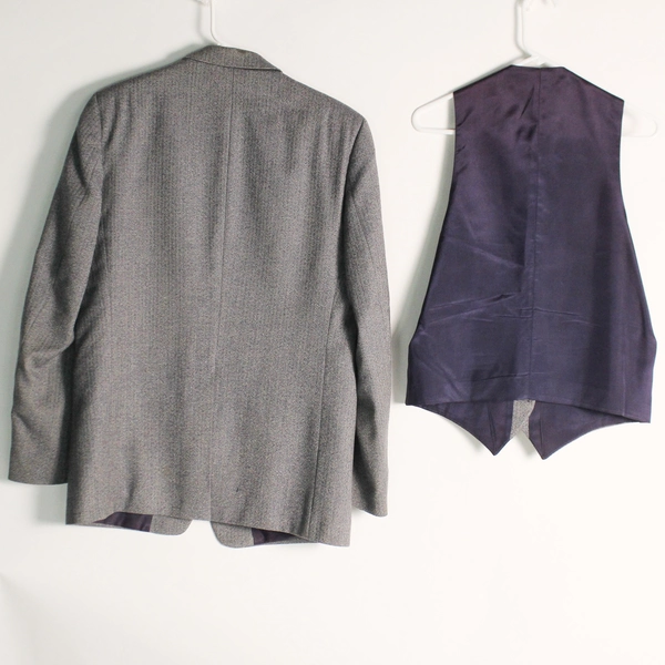 Bus Stop Men's Gray Wool Blazer, Vest & Pants Set Size Small - Pre-Owned