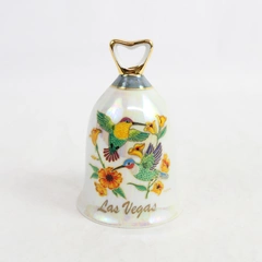 Vintage Unbranded Porcelain Humming Bird Bell Iridescent Ceramic Las Vegas