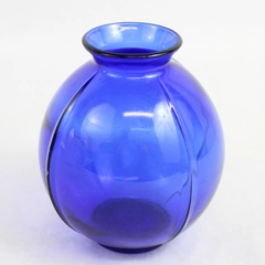 Vintage Cobalt Blue Ribbed Bubble Glass Vase 5"