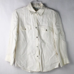 David Brooks White Button Up Long Sleeve Top Women's Size 8