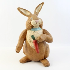House Of Hatten Large Rabbit With Carrot Figurine Papier Mache 11.25"