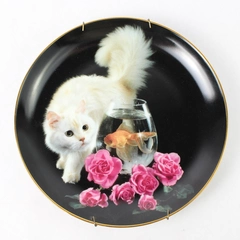 1993 Danbury Mint Coming Up Roses Fishing For Roses Cat Plate Richard Stacks  