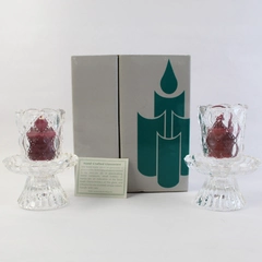 Partylite P9246 Pair of Quilted Crystal Votive Candle Holders in Original Box