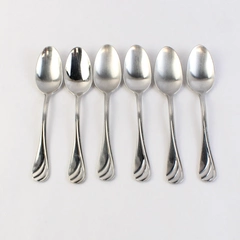 Lot of 6 Oneida Torino Soup Spoons Stainless Steel Swirl Pattern
