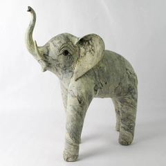 Handmade Elephant Statue Figurine Made in Philippines Gray/Beige Decor