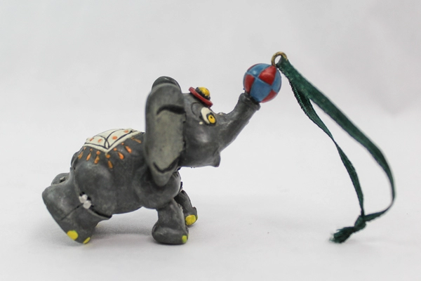 Vintage Circus Elephant Wind Up Tin Toy Look Alike Christmas Ornament