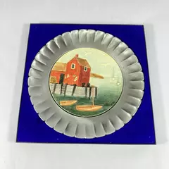 1978 Sebastian Miniatures Collector Plate Motif #1 Pewter Floral Rim 10" Signed