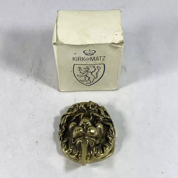 Vintage Kirk & Matz Brass Lion Door Knocker England with Original Box 3.25"