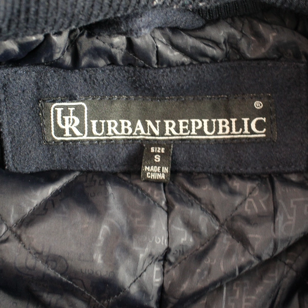 Vintage Urban Republic Men's Small Wool Blend Blue Zip Up Jacket - Pre-Owned