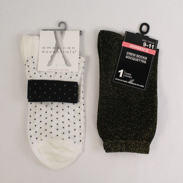 Lot of 4 New Women's Crew Socks NWT Size 4-11 American Essentials No Boundaries