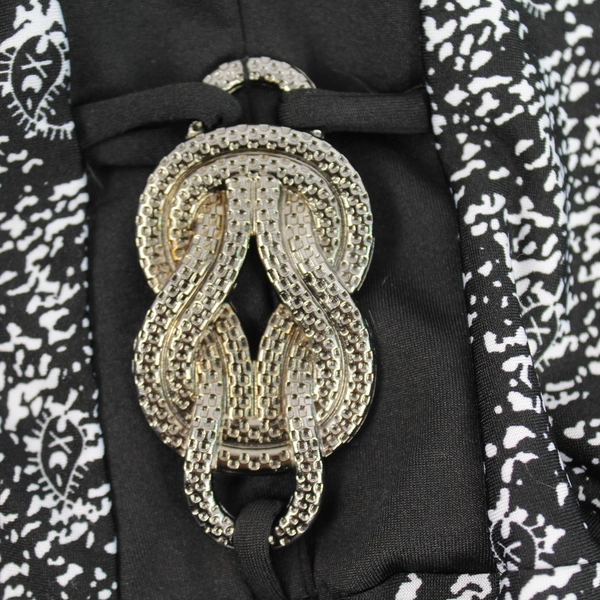 Notations Women's Size M Black White Paisley 3/4 Sleeve Blouse Top