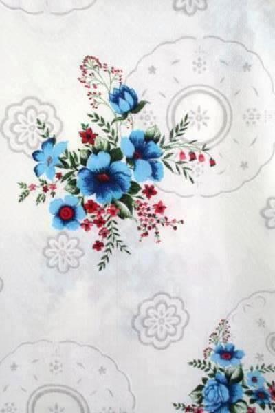 Lot Of 2 Table Decorations ~Red Glass Vase W/ Red Blue Floral Tablecloth Dinning