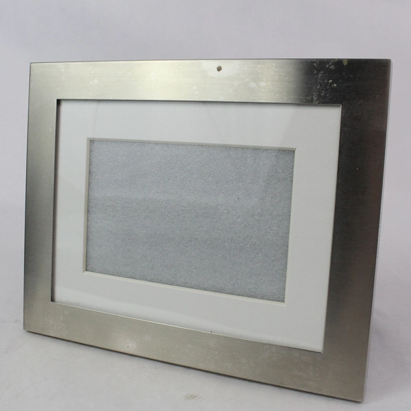 Lot of 2 Picture Frames - Silver & Dark Brown for 4x6 Photos, Pre-Owned