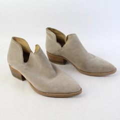 Diba Beige Leather Ankle Boots Booties Pull On Women's Size 8M